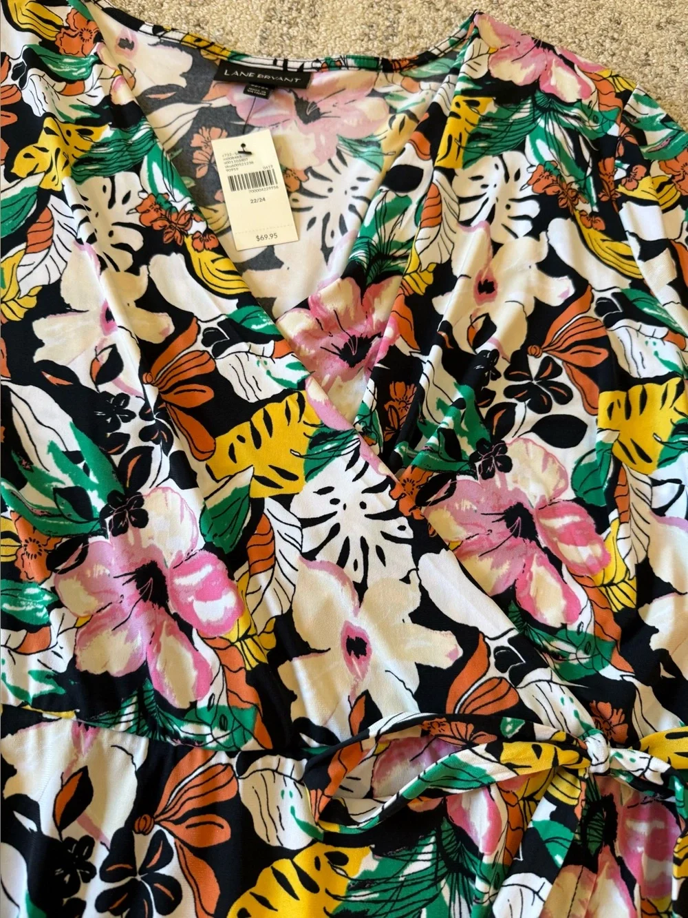 NWT Lane Bryant Floral Faux Wrap Dress Tie Waist Sz 22/24 - Picture 2 of 14